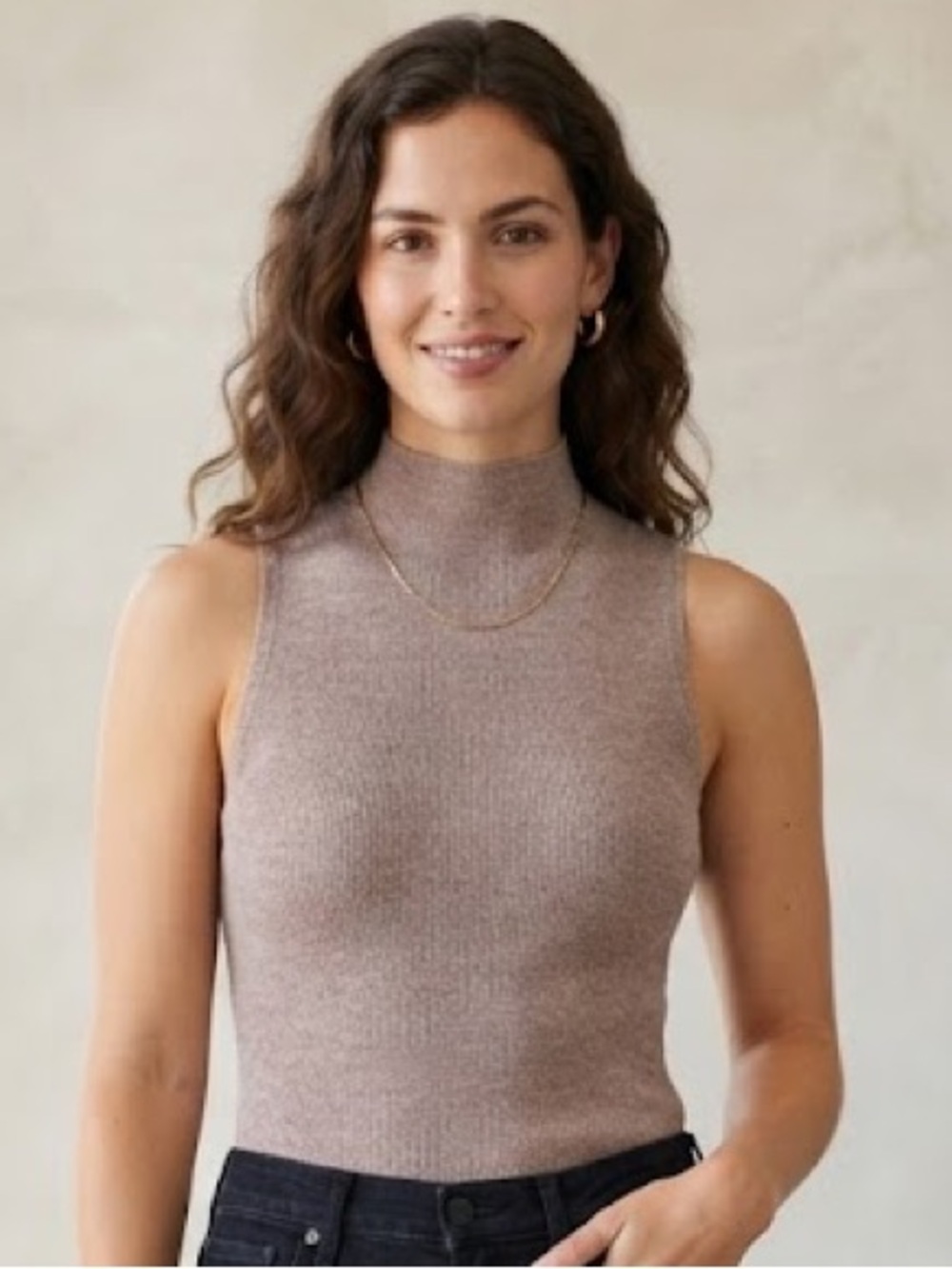 A New Day Mock Neck Sleeveless Top – Ribbed Tank Blouse Size M NWT - Picture 1 of 4
